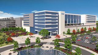 Renderaufnahme des geplanten Intel-Neubaus in Magdeburg. Für 17 Mrd. Euro soll in der Landeshauptstadt von Sachsen-Anhalt eine hochmoderne Fab zur Fertigung von Chips nach Angstöm-Prozessgrößen entstehen. 2027 soll die Produktion anlaufen. (Bild: Intel Corporation)