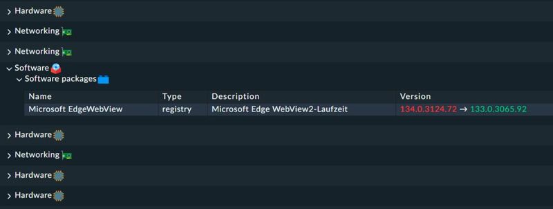 Abbildung 2: Die Inventar-Historie protokolliert Änderungen. (Bild: Lang | Checkmk)