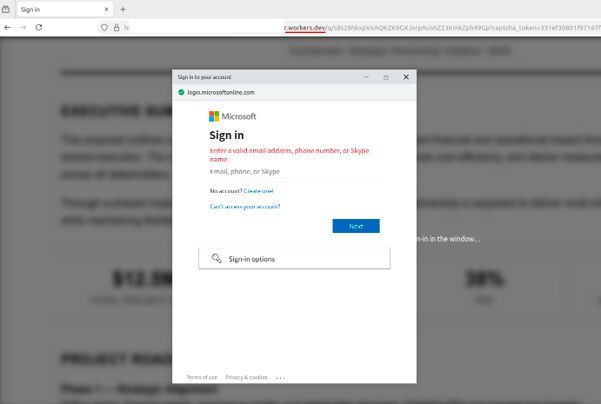 Eine Browser-in-the-Browser-Darstellung simuliert ein Microsoft-365-Anmeldefenster. (Bild: Kaspersky)