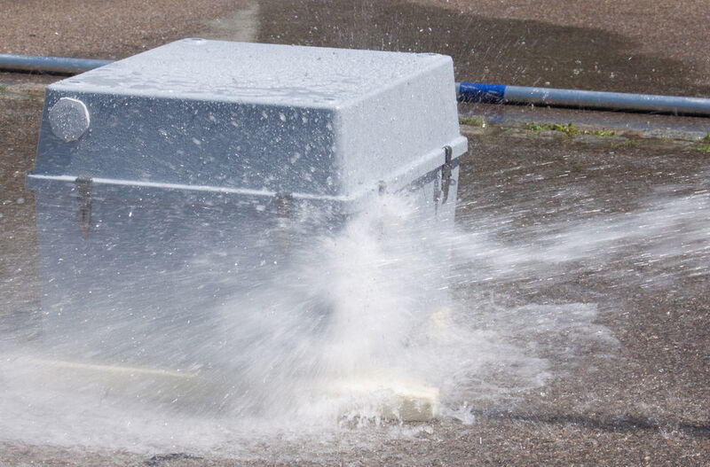 Ingress protection for Intertec's new Type 4X enclosures was tested using powerful water jets - at approximately 20 times the flow rate required by IP65. (Intertec Instrumentation)