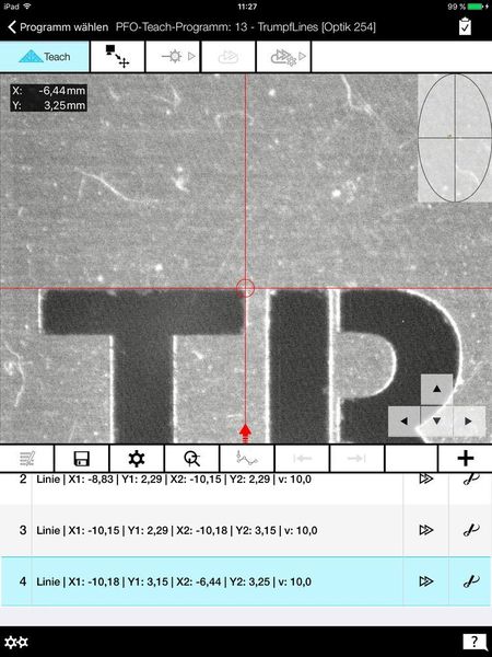 PFO Smart Teach App von Trumpf bietet die Möglichkeit Programme für eine programmierbare Fokussieroptik zu erstellen, zu ändern und zu optimieren (Trumpf)