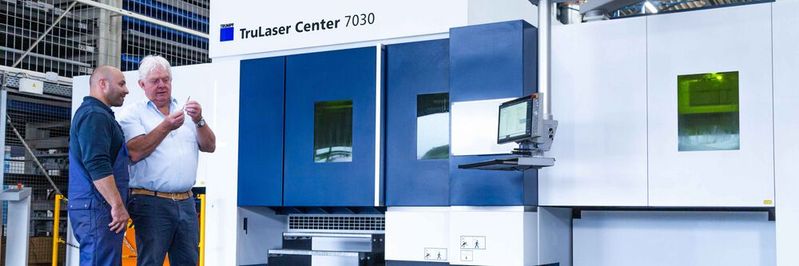 Die Trumpf Maschinen erledigen den kompletten Bearbeitungsprozess vom Beladen des Rohmaterials bis zum fertig absortierten Bauteil nahezu selbstständig.(Bild:  Trumpf)