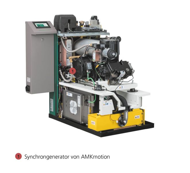 Der wassergekühlte Synchrongenerator von AMKmotion im Dachs leistet sieben Kilowatt, bietet 29 Newtonmeter Drehmoment und verfügt über einen Wirkungsgrad von 95,5 Prozent. (Bild: Senertec)