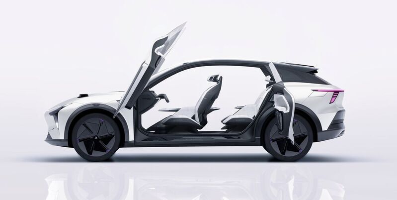 Futuristisches Äußeres mit großen Türen: So stellt sich der Robo-01 der Automotive-Tochter Jidu des chinesischen Tech-Konzerns Baidu vor. 