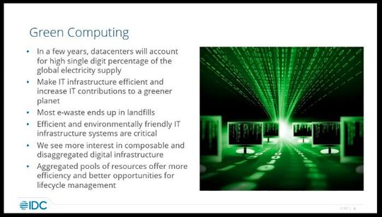Die Rechenzentrumsbranche setzt laut IDC-Analyst Eastwood eine Reihe von Maßnahmen zur Reduzierung der Kohlenstoffemissionen in Rechenzentren um. (Bild:  Inspur)