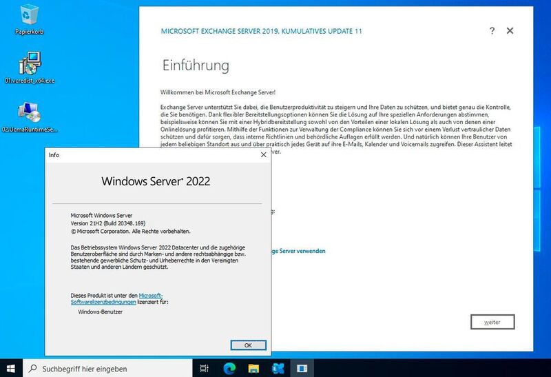 Exchange Server 2019 lässt sich mit CU 11 zwar technisch auf Windows Server 2022 installieren, allerdings ist die Installation nicht unterstützt. (Microsoft / Joos)