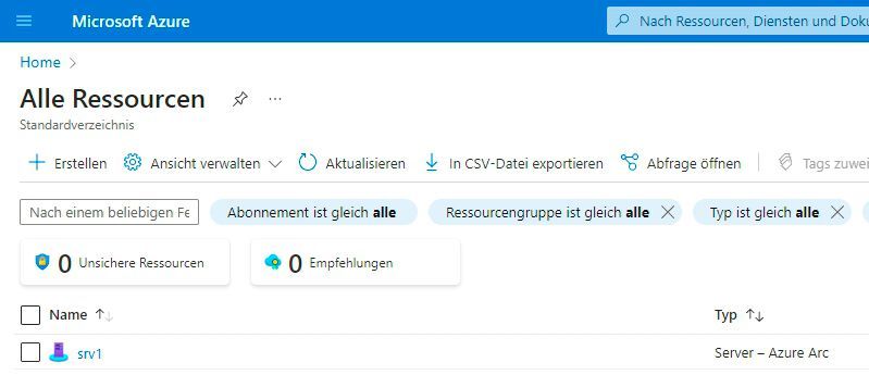 Der verbundene Server erscheint im Azure-Portal in seiner Ressourcengruppe. (Bild: Joos - Microsoft)