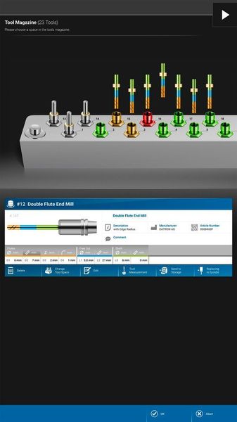 Der spezielle Werkzeug-Check überprüft alle vom CAM-System vorgegebenen Werkzeuge. Er vergleicht sie mit den in DATRON neo vorhandenen Tools. So erhalten Sie einen schnellen Überblick, welche Werkzeuge zur Verfügung stehen und welche noch benötigt werden. Gegebenenfalls unterbreitet Ihnen der Werkzeug-Check auch Vorschläge für Alternativen. (Datron)