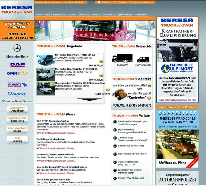 Für „Truck and Van“-Kunden hat Beresa eine eigene Internetseite. (Archiv: Vogel Business Media)