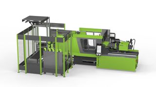 Besucher der Fakuma können bei Engel in Halle A5 erleben, wie viel produktiver das Spritzgießen ablaufen kann, wenn eine holmlose Victory 160 mit dem Engel-Rüstassistenten kombiniert wird. Roboter und Kamerasystem komplettieren das zeitsparende Arrangement. (Bild: Engel)