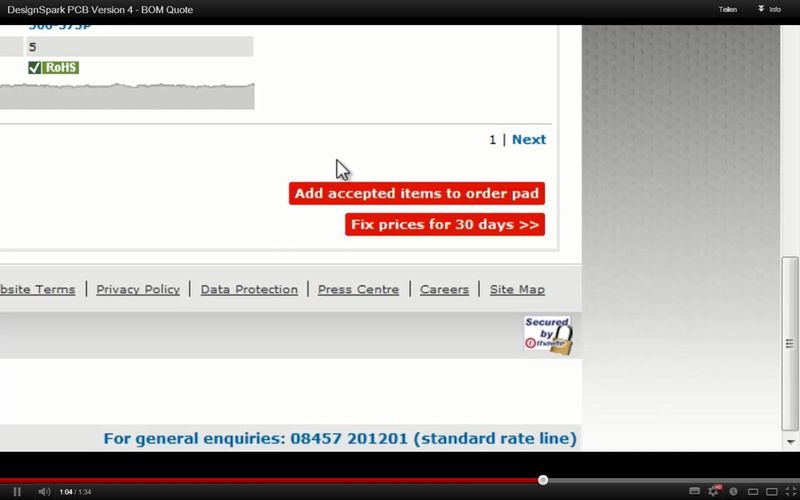 DesignSpark PCB Version 4 - BOM Quote (Bild: RS Components)