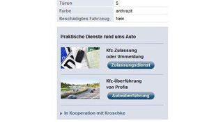 Interessenten können direkt im Fahrzeug-Exposé auf Gebrauchtwagen.de den neuen Zulassungs- und Überführungsservice wählen. (Foto: Gebrauchtwagen.de)