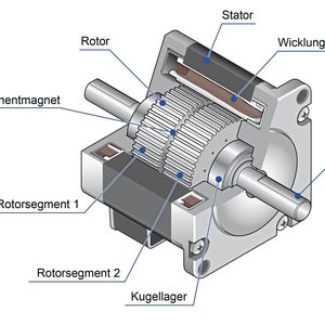 Stator, Rotor, Permanentmagnet und Wicklung sind die wichtigsten Bestandteile eines Schrittmotors. (Bild:  Oriental Motor (Europa) GmbH)