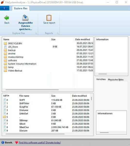 FileSystemAnalyzer zeigt auch die Dateien auf einem Datenträger an. (Joos/Dmitry Brant (Screenshot))