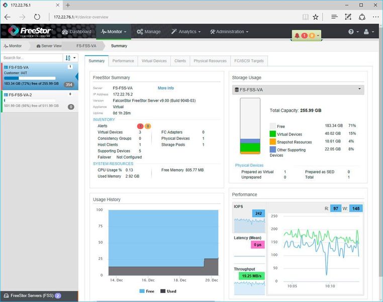Die Monitor-Übersicht liefert detaillierte Informationen zu den einzelnen Servern. (Institut zur Analyse von IT-Komponenten (IAIT))