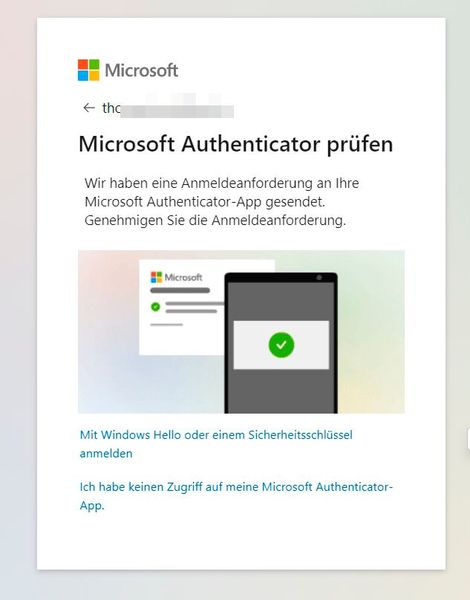 Anmeldeschritte werden an die sichere Authenticator-App auf den Smartphones der Anwender übergeben. (Bild: Joos)