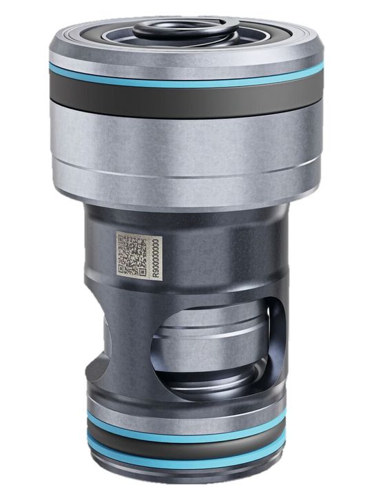 Die neue Generation des 2-Wege-Einbauventils LC_8X/ erzielt deutliche Leistungssteigerungen bei einer Vielzahl von Wege-, Druck- und Kombinationsfunktionen. Im Bild ist eine strömungsoptimierte Wegefunktion zu sehen. (Bild:  Bosch Rexroth)