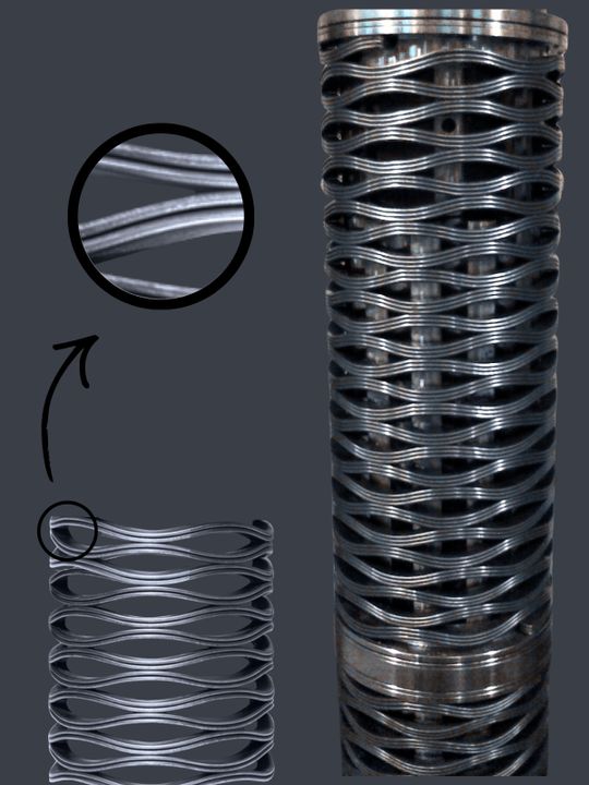 For applications requiring high forces and long spring travel, AFC recommends the Interlaced wave spring type with nested turns.(Source:  AFC / Smalley)