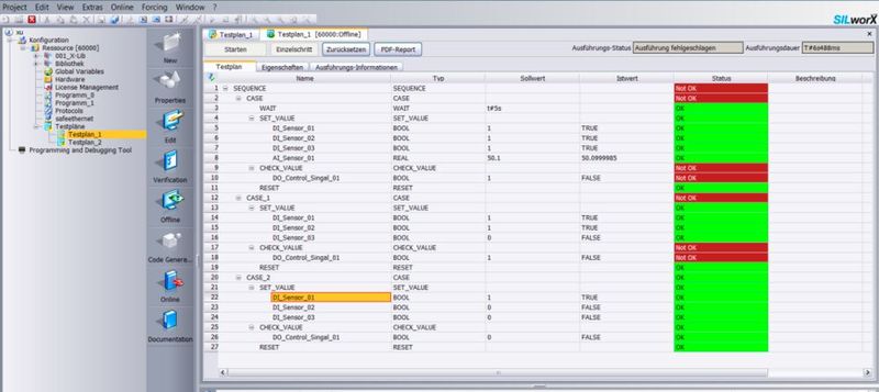 SILworX Testausführung Offline-Online (Bild: HIMA)