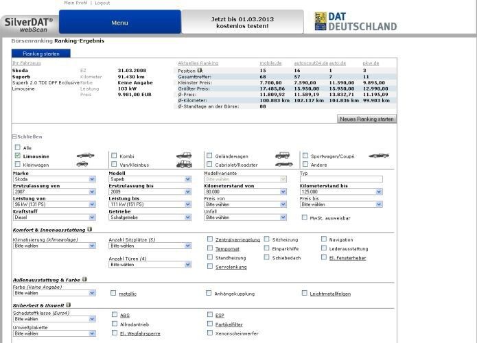 Bis März 2013 können Silver-DAT-Kunden das neue Programm kostenfrei testen. (Foto: DAT)