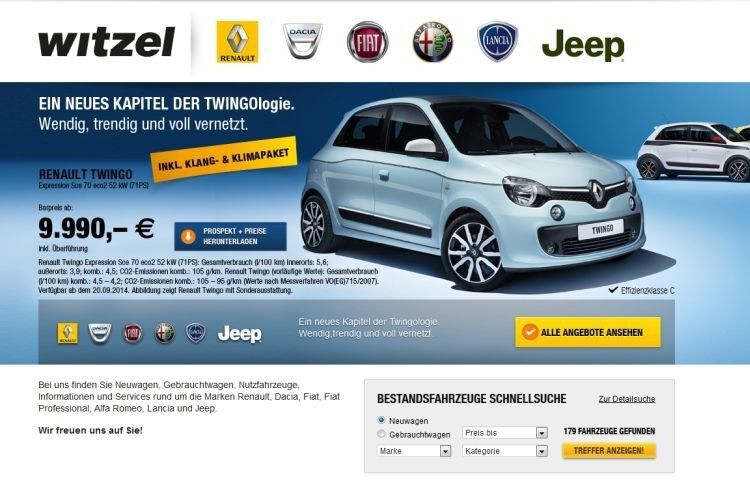 Die Webseite von Auto Witzel ist trotz der großen Markenvielfalt übersichtlich strukturiert. (Foto: Witzel)