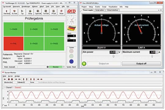 Bild 5: Der TestManager zeigt Prüfergebnisse, Messanzeigen und Kurvenverläufe an.(Bild:  MCD Elektronik)