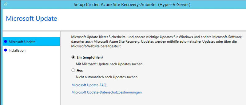 Abb. 7: Auf den Hyper-V-Servern muss der ASR-Agent installiert werden. Dieser sorgt für die Replikation zu Microsoft Azure. (Bild: Microsoft)