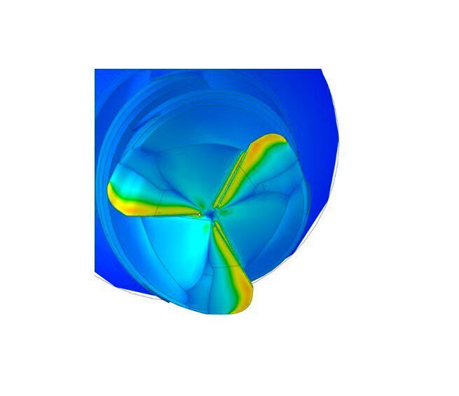 Wärmeverteilung in Fräserschneiden mit symmetrischem Stirnschliff.  (DIXI Polytool)