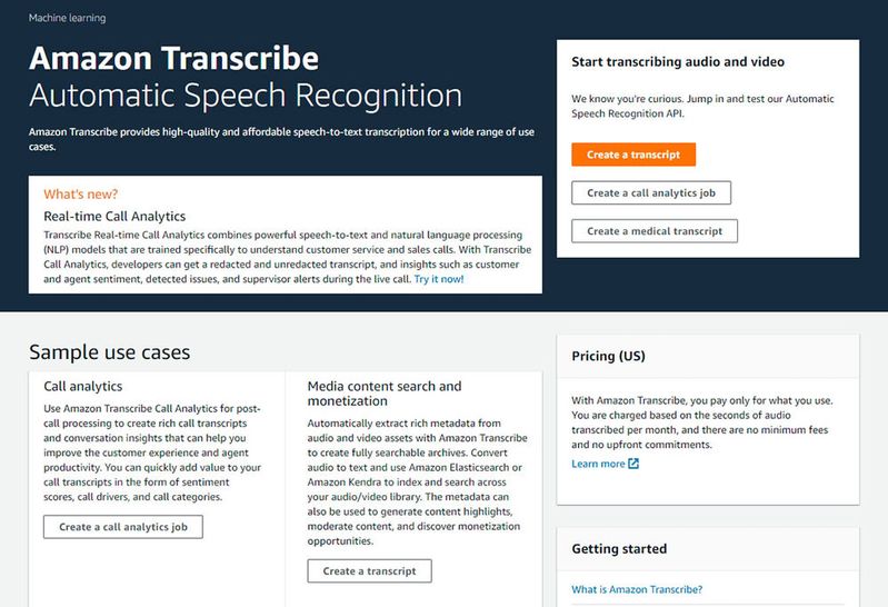Audio-zu-Text-Umwandlung auf Basis von KI/ML mit Amazon Transcribe