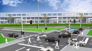 Mit Augmented Reality werden den Testpersonen Fußgänger und Fahrradfahrerinnen simuliert. (IABG )