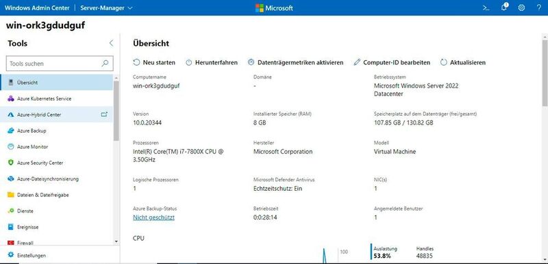 Windows Server 2022 mit dem Windows Admin Center verwalten. (Joos / Microsoft)
