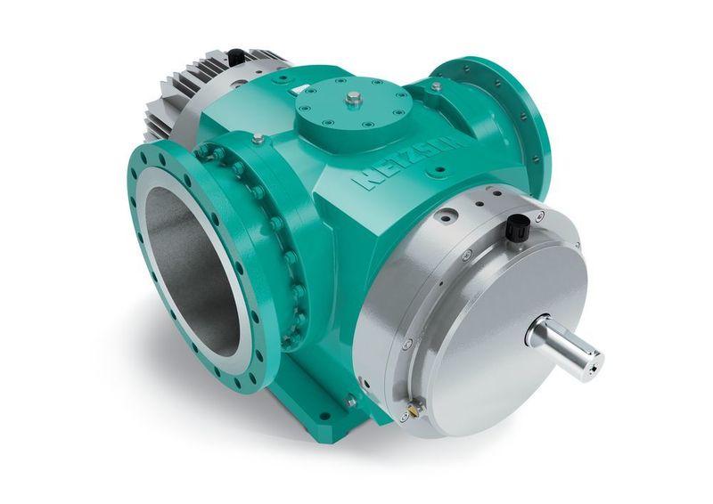 Am häufigsten wird die 2-spindlig doppelflutige Schraubenpumpe 4NS verwendet, da sie hohe För-derströme mit einem guten An-saugverhalten kombiniert. Gleichzeitig ist die Pumpe sehr robust konstruiert, von den harten Werkstoffen über die berührungsfreie Anordnung der Spindeln bis zum räumlich abgetrennten Synchroni-sationsgetriebe (Netzsch)