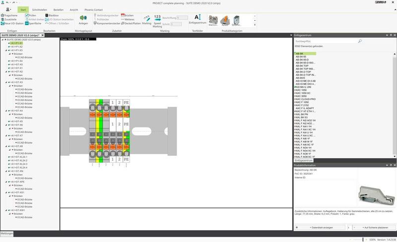 Zahlreiche neue Schnittstellen, wie Project Complete von Phoenix Contact zum Editieren von Klemmleisten, optimieren Arbeitsprozesse und vermeiden Datenbrüche. (WSCAD)