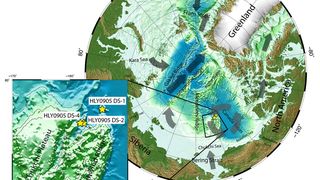 Karte des arktischen Ozeans mit Untersuchungsgebiet. (Quelle: Geomar)