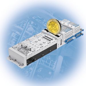 The valve terminal is the central component of a system solution, which allows significant cost savings.The shown valve terminal CPX/MPA is fully modular and can control up to 64 automation systems.