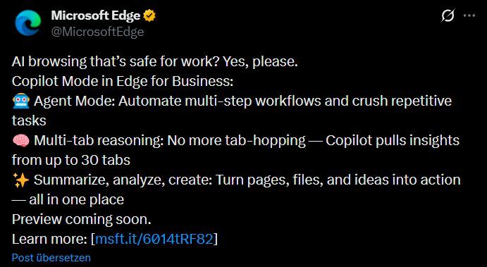 Microsofts Ankündigung auf X (Bild: Vogel IT-Medien GmbH)