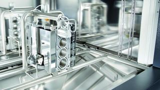 Die Prüfung der Partikelsauberkeit wird automatisch inline durchgeführt. Sie kann direkt nach der Teiletrockung erfolgen. (Bild: Dürr Ecoclean)