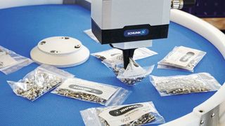 Die KI-gestützte Bildverarbeitungssoftware des 2D Grasping-Kit von Schunk teilt dem Roboter Position, Drehwinkel und Greifposition für jedes Bauteil mit. (Bild: Schunk)