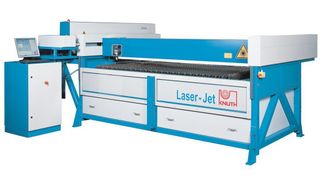 Die Hochleistungslaserschneidanlage Laser-Jet: Komplettsystem zur Laserbearbeitung. Bild: Knuth Werkzeugmaschinen (Archiv: Vogel Business Media)