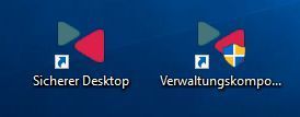 Icons auf dem Desktop für die Verwaltungskomponente von App-Protect und den optionalen Start eines besonders abgesicherten Programms im „Sicheren Desktop2-Modus. (Dombach)