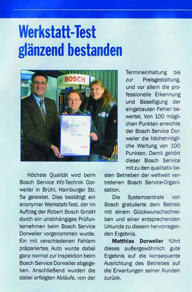 Besser geht‘s nicht: Bei einem unabhängigen Werkstatttest erreichten die Dorweilers 100 von 100 möglichen Punkten. (Archiv: Vogel Business Media)