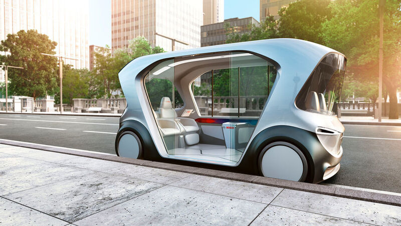 Bosch glaubt fest an eine Zukunft in der fahrerlose Shuttles das Straßenbild in den Metropolen der Welt prägen werden. Auf der CES 2019 feiert Bosch mit einem eigenen Shuttle-Konzeptfahrzeug Weltpremiere. (Bosch)