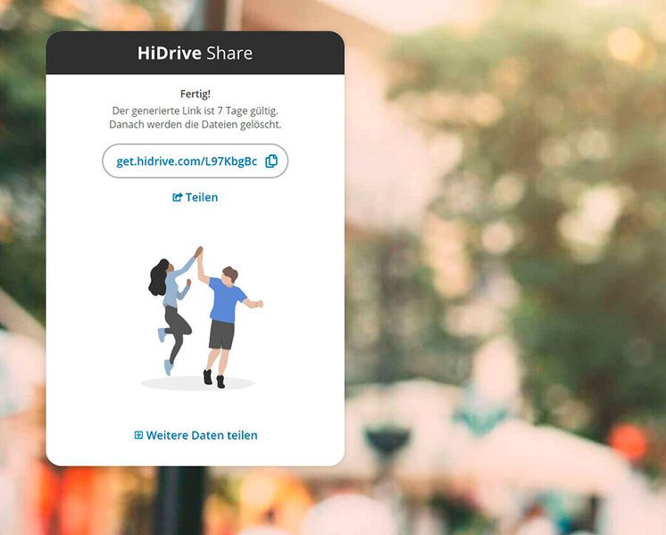 Der erstellte Link für den Zugriff erfordert ebenfalls keine Anmeldung an Strato HiDrive Share.  (Bild: Joos)