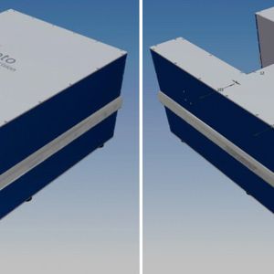 CAD-Bilder des Demonstrators zur Messung von Verunreinigungen in Flüssigkeiten - Abmessung ca. 400x300x600mm (BxHxT)