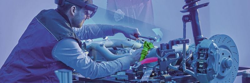 Der AR-gestützte Montagearbeitsplatz des Fraunhofer IGD unterstützt Produktionsprozesse und ermöglicht die Zuschaltung von Remote-Experten als Telepräsenz – eine Kernanwendung des „Industrial Metaverse“.(Bild:  Fraunhofer IGD)