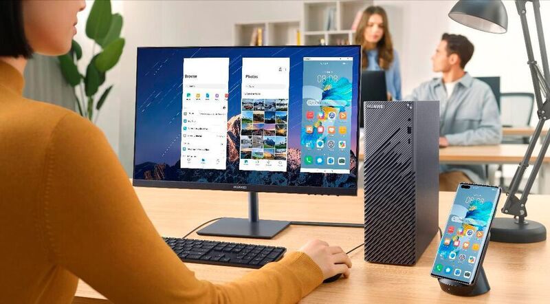 Huawei stattet die nur 93 mm breite Matestation S mit 8 GB RAM und einer 256 GB großen SSD aus. Die optionale Ultra-Slim-Tastatur erlaubt mit einem Fingerabdrucksensor eine schnelle Anmeldung am Rechner. (Huawei)