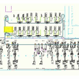 Die Standardbehälter werden über insgesamt 4,2 x 360° an Kurvenwinkeln und per Über-Kopf-Förderer durch die Prozesskette geführt.