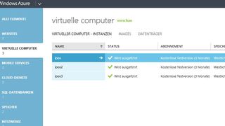 In Windows Azure lassen sich direkt über die Weboberfläche virtuelle Server aufsetzen. Zusätzlich bietet Microsoft auch vorgefertigte Images an. (Bild: Microsoft)
