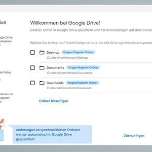 Festlegen von Synchronisierungsordnern zwischen Windows, macOS und Google Drive.(Bild:  Joos – Google)