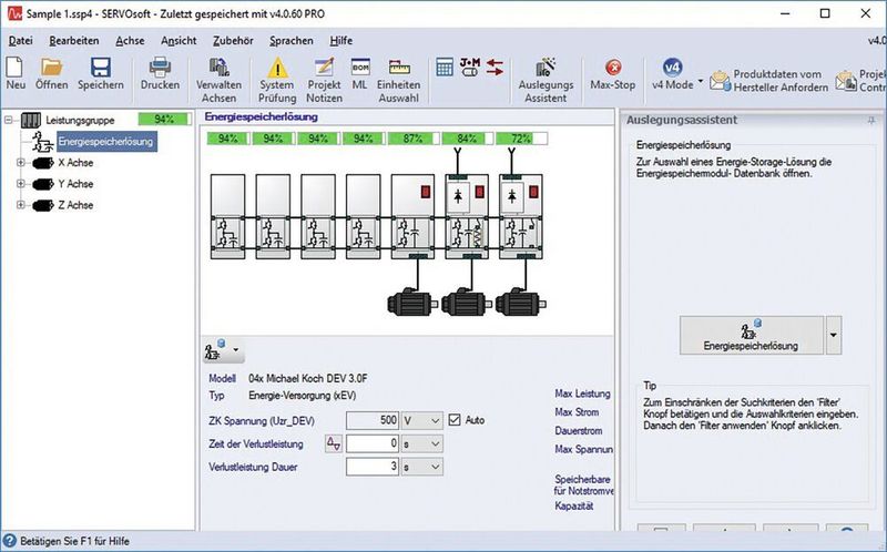 Schritt 3: Das Ergebnis ist ein optimiertes System mit allen Komponenten. Alle Werte sind dokumentiert, der Maschinenzyklus ist in allen elektrischen Dimensionen über die Zeit in Diagrammform hinterlegt.   (Michael Koch)